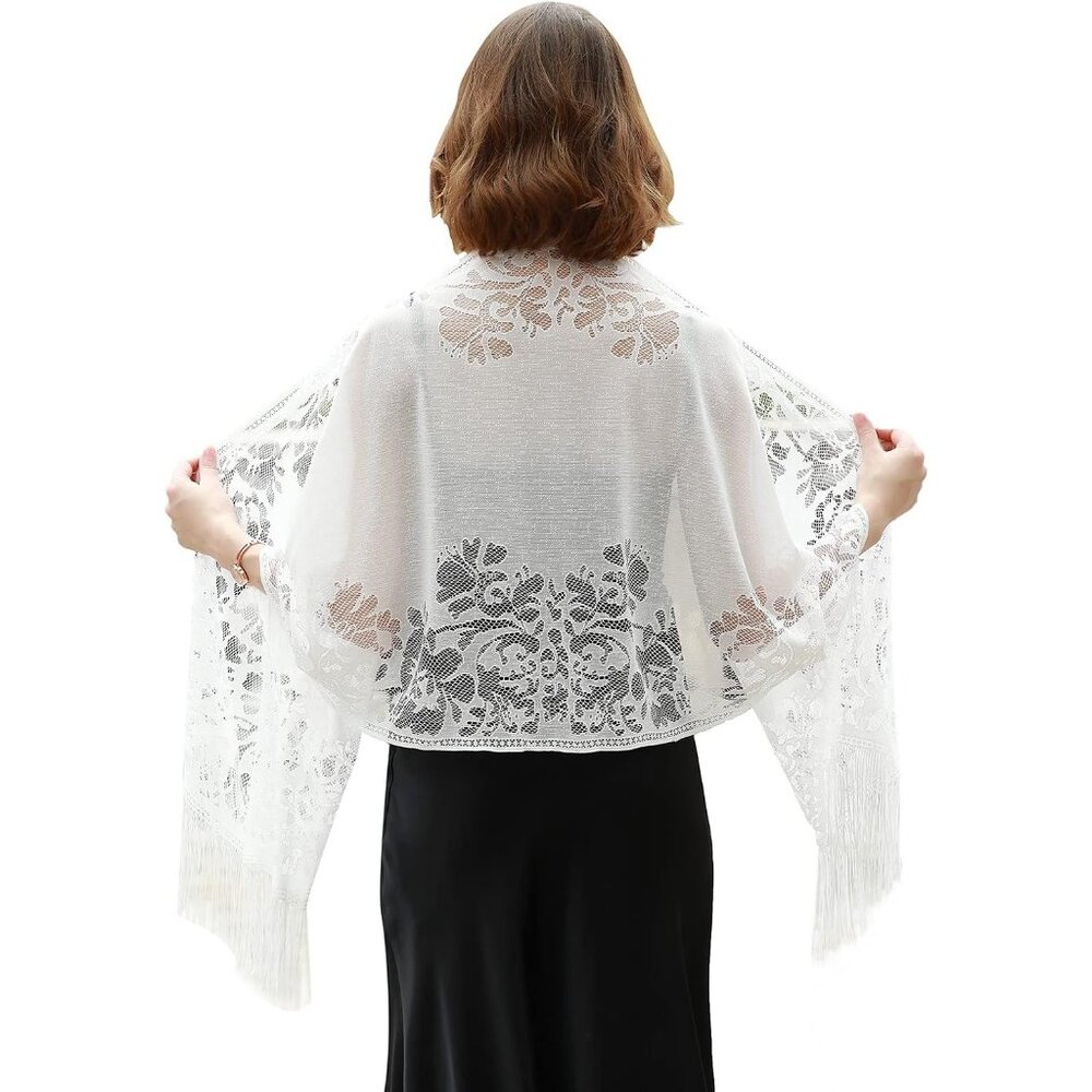 Women White Shawls and Wrap Formal Pashmina Wedding for Evening Dresses Scarfs